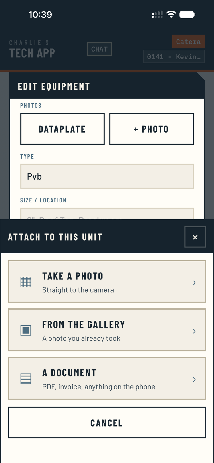 Adding a dataplate photograph to a piece of equipment from the field.